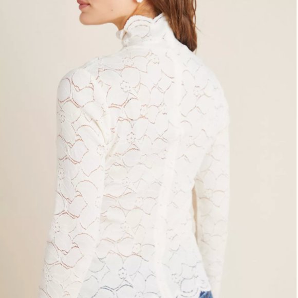 Anthropologie Lilla Lace Mock Neck Top - Picture 4 of 5